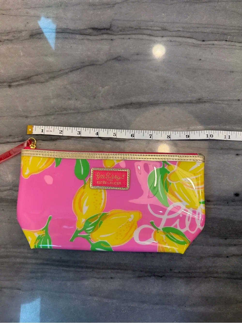 Lilly Pulitzer Estée Lauder Pink & Yellow Lemon Cosmetic Pouch